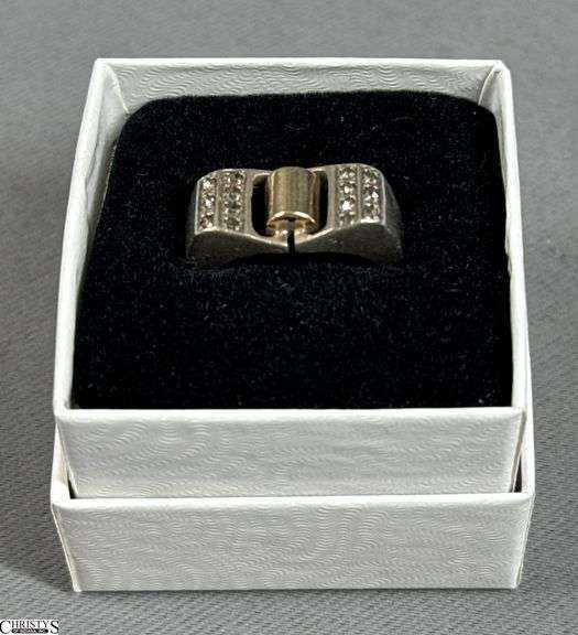 Sterling Silver and 10K Gold Marcasite Ring in White Gift Box image