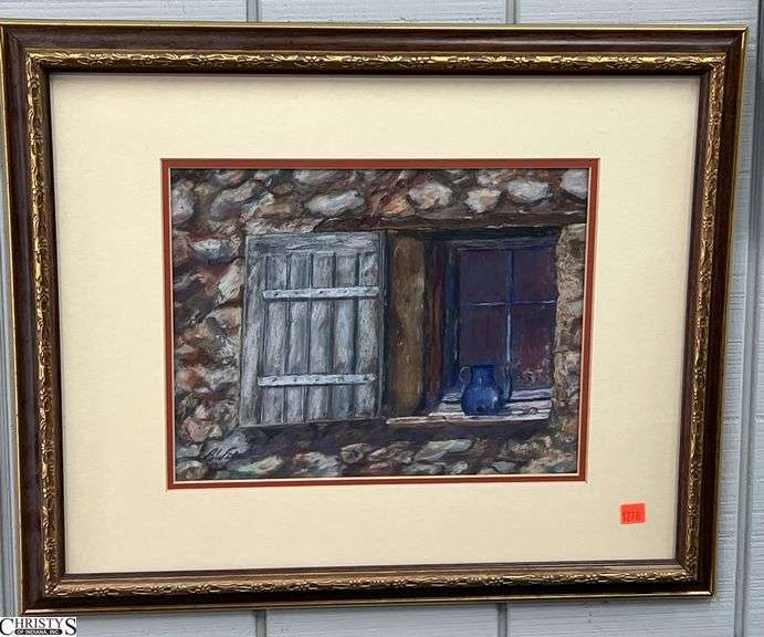Signed B. Wilson Rustic Scene Pastel - 23.5" x 18.5" of frame image