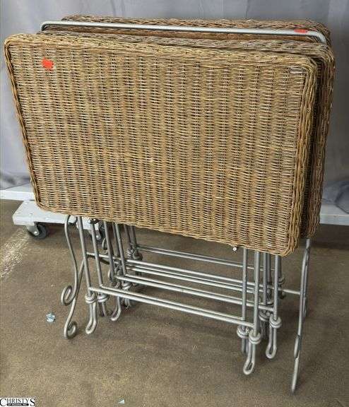 Rattan Style Folding Trays With Stand, Some Wear Tops 24x16" image