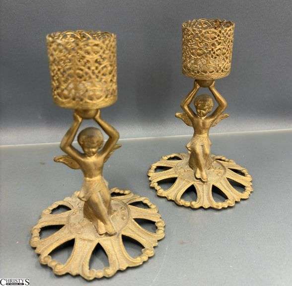 Tourist Spoons, Silver Plated, Cup, Ash Tray, Cherub Candle Holders