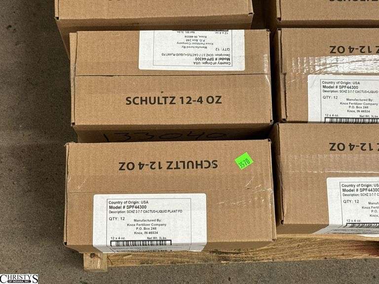 26 Cases of Schultz Cactus Liquid Plant Food, 12 small Boxes in Each Case, Wooden Skid Can Go