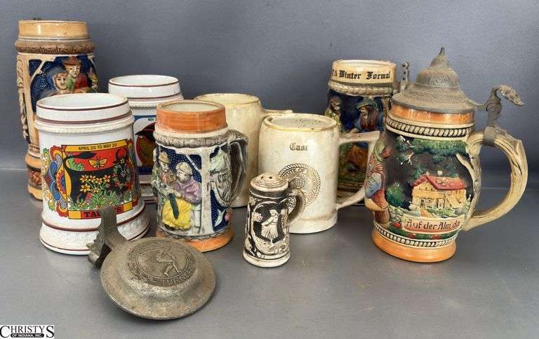 8 Steins/Beer Mugs - 8" of tallest image