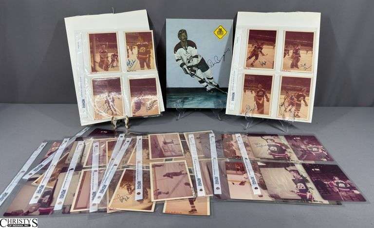 57 Indianapolis Racers Snapshots.  Mid 1970's.  Some are autographed.  Also included are Bill Estes Chevrolet Hockey Player Autographed Photos image