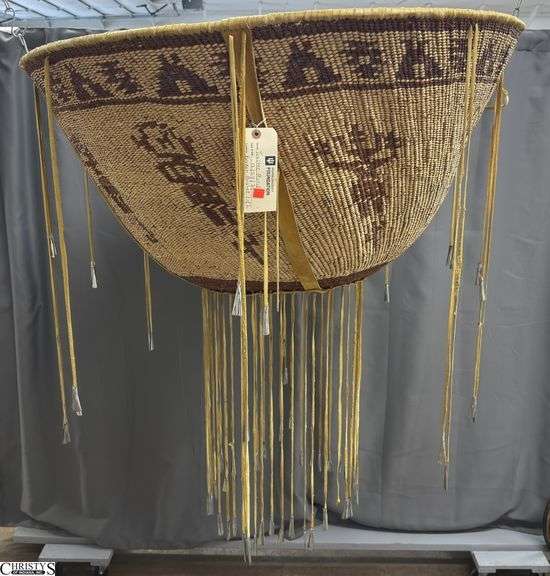 Large Native American Apache Burden Basket, 45"x21" Tall image