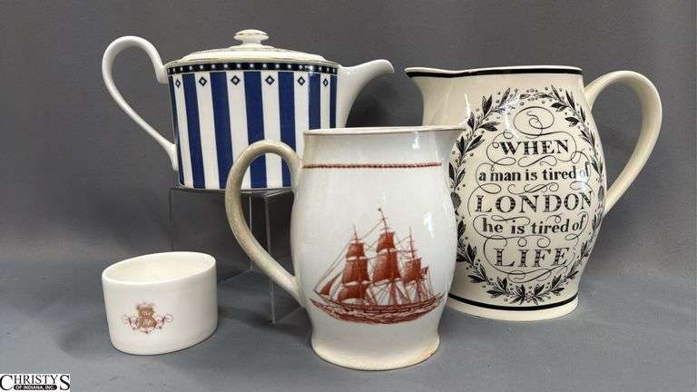 4pcs Wedgwood Porcelain Teapot, Pitchers and Cup See Photos image