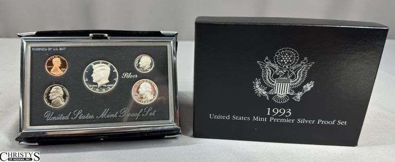 1993 U.S. Mint Premier Silver Proof 5-Piece Coin Set in Box image