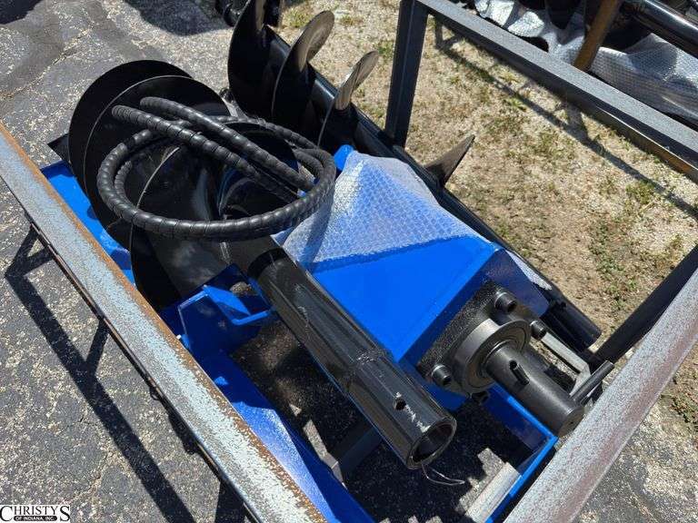 Blue Backplate Skid Steer Auger SSECAG-Y With 3 Bits