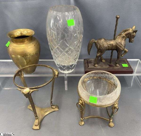 Brass Vase, Caraousel Horse Figurine, Brass Stand Vases, 4pcs - 12" of tallest image