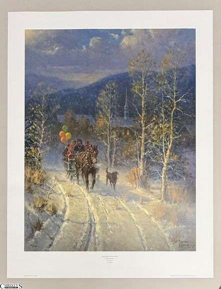 "Jingle Bells and Powder Snow" First Edition Print by G. Harvey With COA, Measures 24x30" image