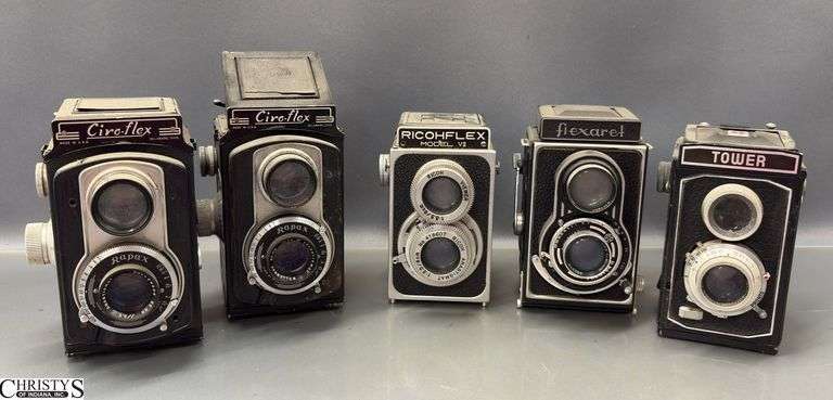 5 Vintage Cameras - Ciro Flex, Richoflex, Tower, and Others image