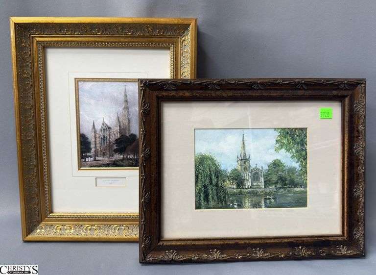 2 Framed Prints Holy Trinity Church Salibury Cathedral Largest 11.5x14.5" image