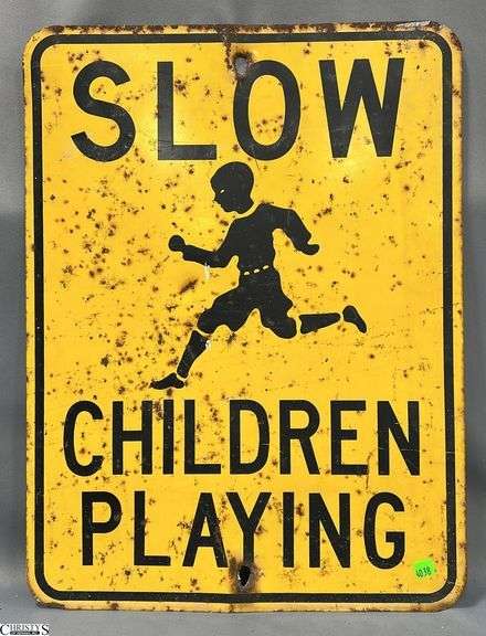 Slow Children Playing Metal Street Sign 18x24 image