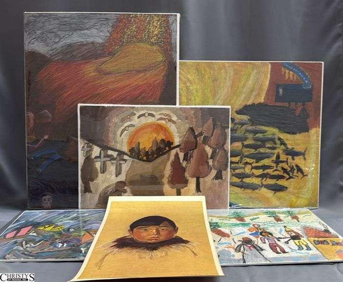 6pcs Student Artwork largest is 20x26” image