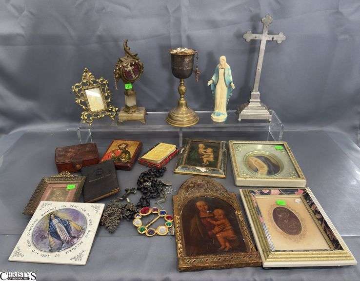 Religious Icon Decorative Prints, Chalice, Monstrance, Rosaries - 8" of tallest image
