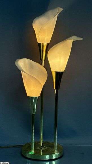 Brass Mid Century Cala Lilly Table Lamp (Shades are Composite) 26" Tall image