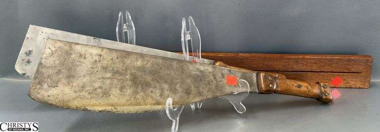 2 Corneta Cane Knives Overall 21" Long  With Wooden Stand image