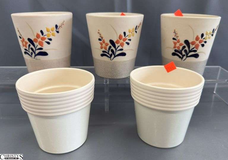5 Porcelain Planters 3 Larger 5x5.5" image