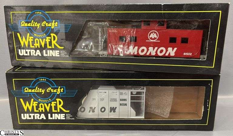 2 Weaver Monon Caboose 2-Rail, and Hopper 56019 With No Wheels Present image