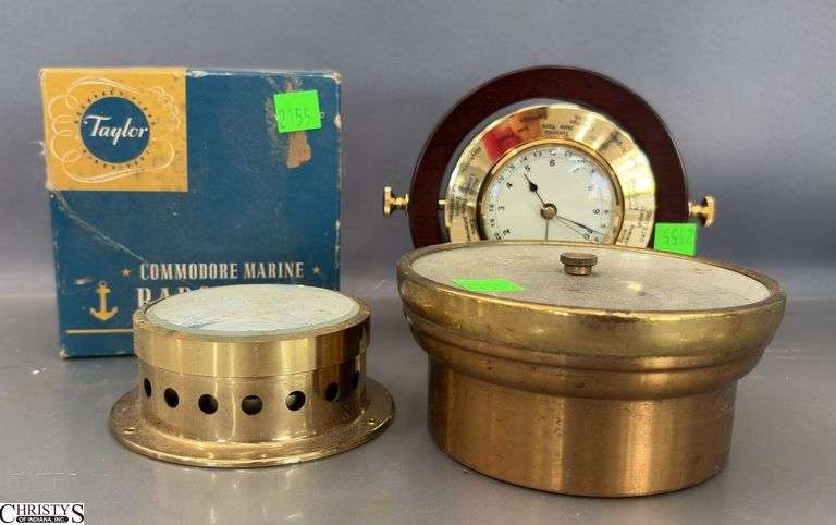 4 Barometers, World Clock - Taylor, Smith, and Other - 5" of largest image