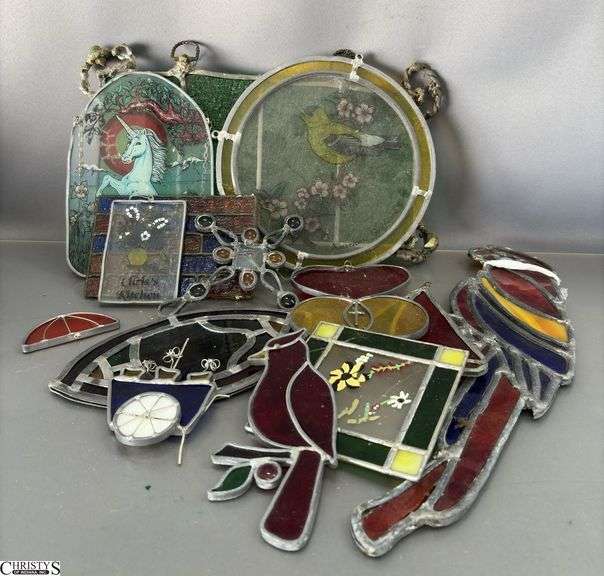Assorted Glass Suncatchers - 13pcs - 16" of largest, some wear image