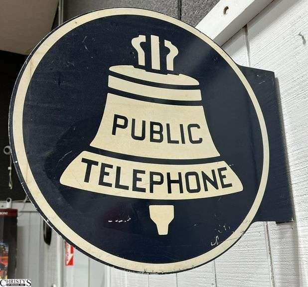 Flanged Double Sided Public Telephone Telephone Sign 18" Tall image