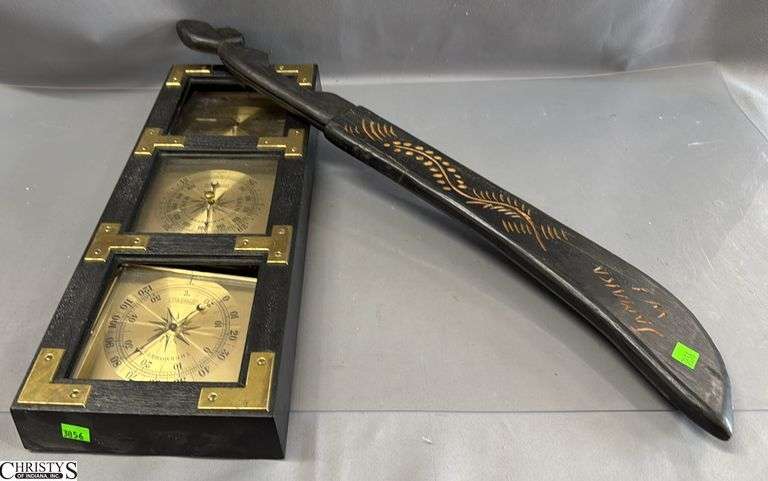 Barometer Has Damage, Machete in Wooden Sleeve Will Not Open image