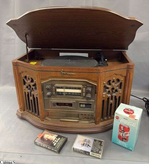 Emerson Vintage Style Console Radio, Coke Can Radio, Cassette Tapes image