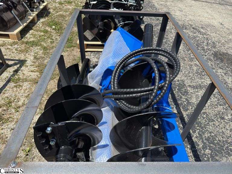 Blue Backplate Skid Steer Auger SSECAG-Y With 3 Bits
