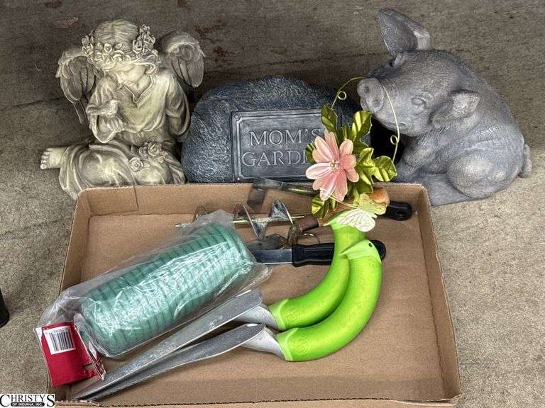 Outdoor Decor Composite Angel, Moms Garden, Pig, Garden Tools, Tallest 10" image