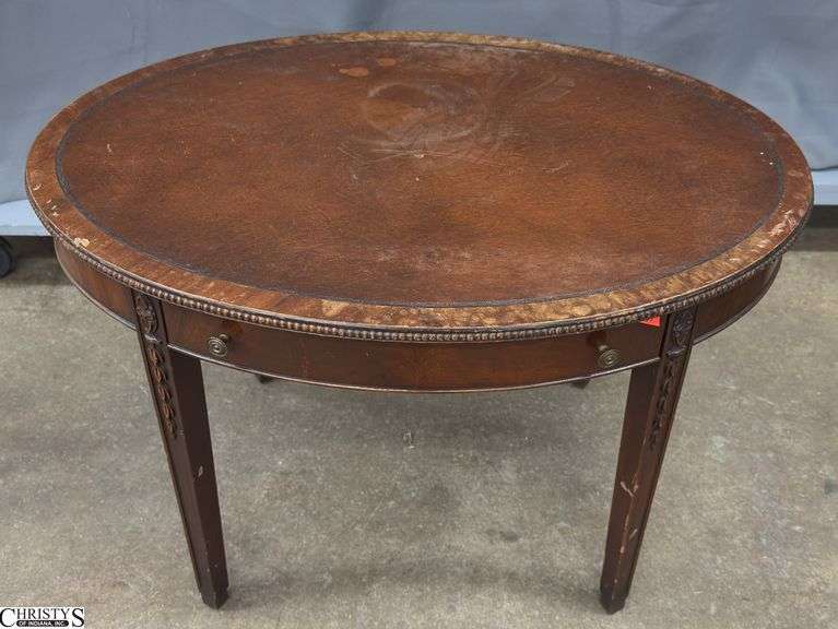 Imperial Mahogany Oval Side Table, Some Wear to Finish 28x20x18" Tall image