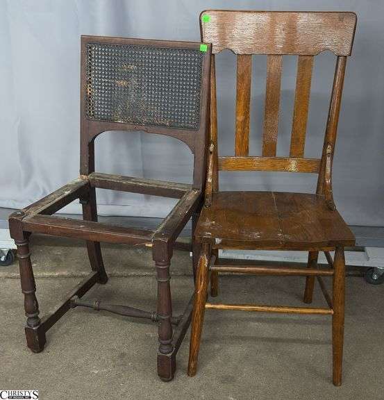 2 Wooden Chairs - 37" of tallest image