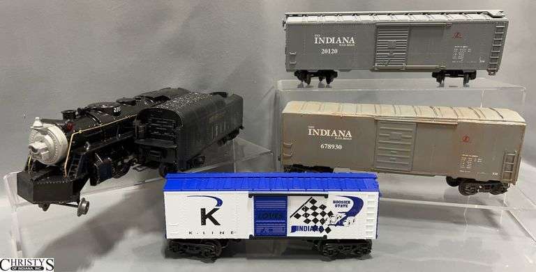 Unboxed Marx 2-4-2 Engine with Coal Car, 2 Boxcars, Indiana Railroad image