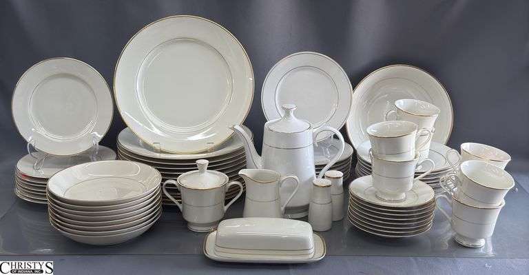 Lenox, Ivory Elegance, Gibson, and Lynns Gold Rimmed China - 10.5" of largest plate - approx 65pcs image