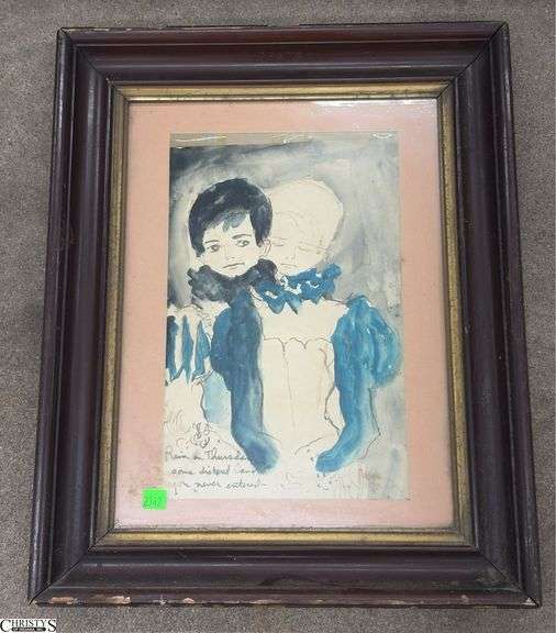 Joni Johnson Signed Figural Watercolor - 16.5" x 20" of frame image