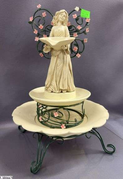 Garden Decor, Angels Faux Flowers, Hat Wall Pocket, Ceramic Booties Tallest Fairy Figure 11"