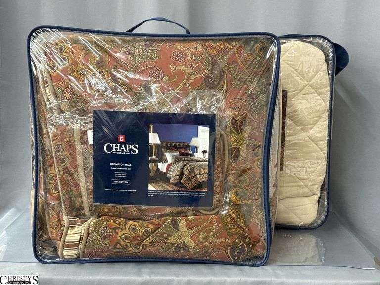 2 Queen Comforters Paisley, Tan Colors image