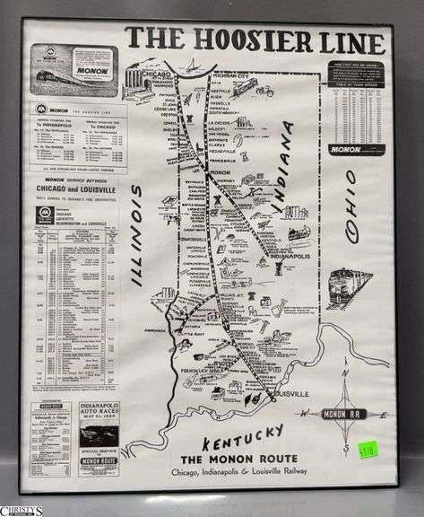 The Hoosier Line Poster Map Print 16x20" image