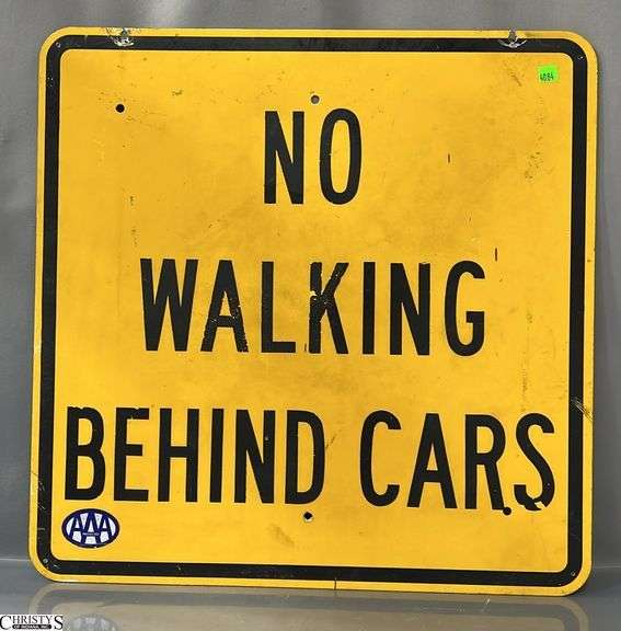 No Walking Behind Cars Caution Sign, 24x24" image