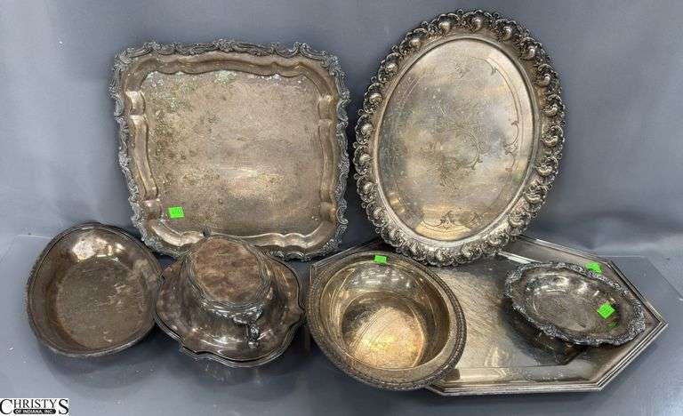7 Silverplate Trays - 17" of largest image