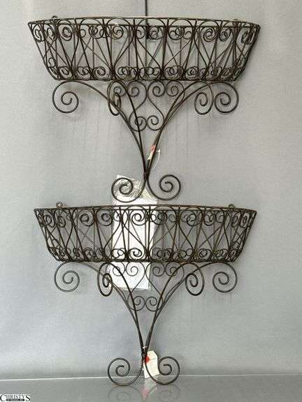 2 Metal Flower Wall Hanging Baskets 23x17" image
