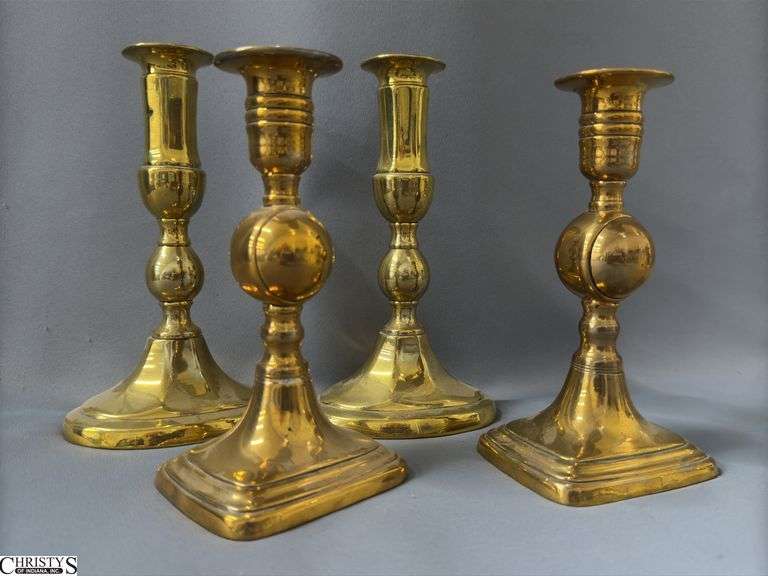4pcs, 2 Pair of Brass Push Up Style Candle Sticks, Tallest 7.75" image