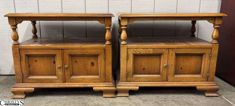 2 Drexel American Treasury Side Tables - 28" x 18" x 23" - some scuffing, finish wear image