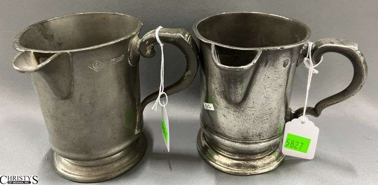 2 Pewter Tavern Pint Tankards, Marked VR29 & VR66 image