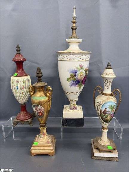 4 Mantle Urn Converted Lamp Bases - 23" of tallest image