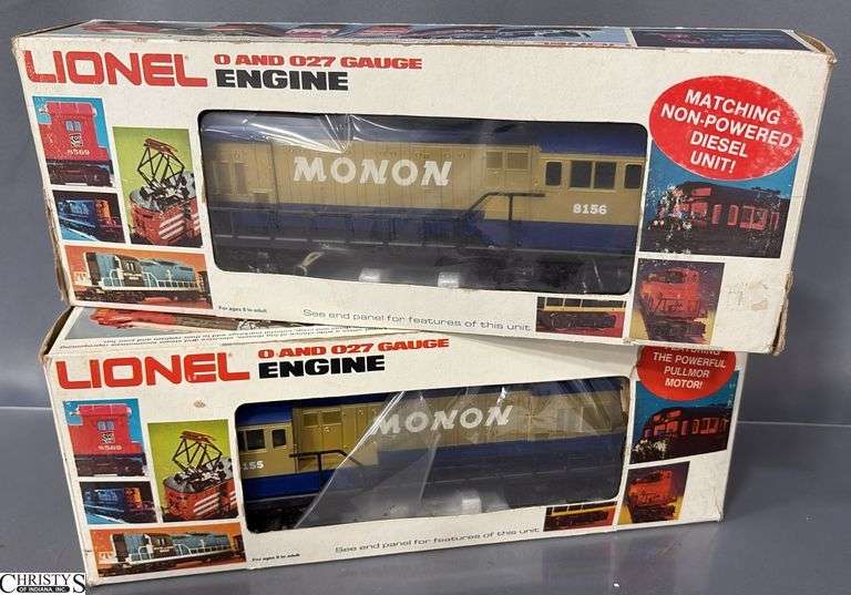 2 Lionel Monon U36B Engines, Powered and Non Powered Dummy Units 6-8155 and 6-8156 image