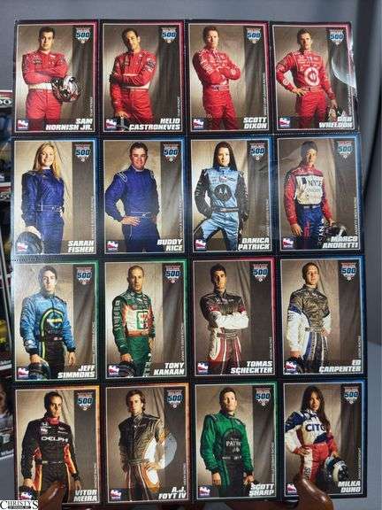 9 Uncut Sheets of Indianapolis 500 Trading Cards