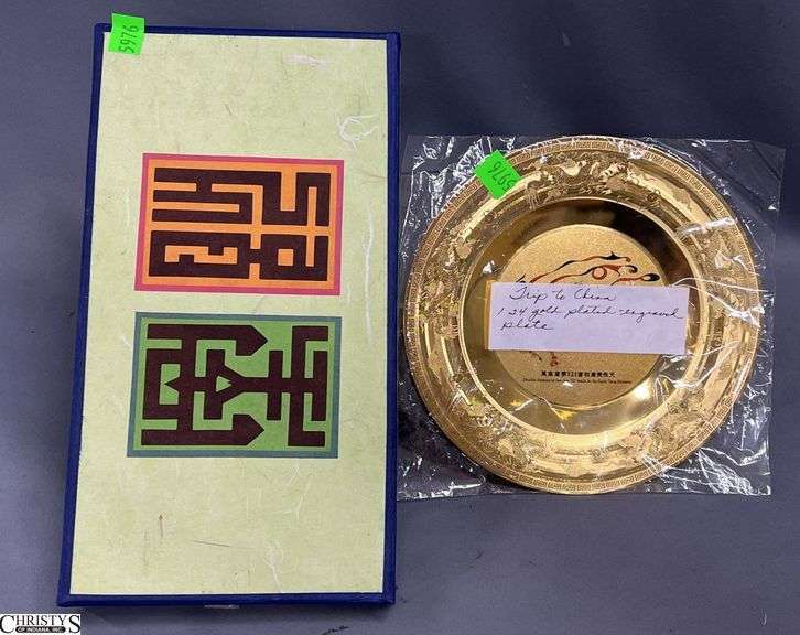 Gold Plated Spoons and Plate From China image