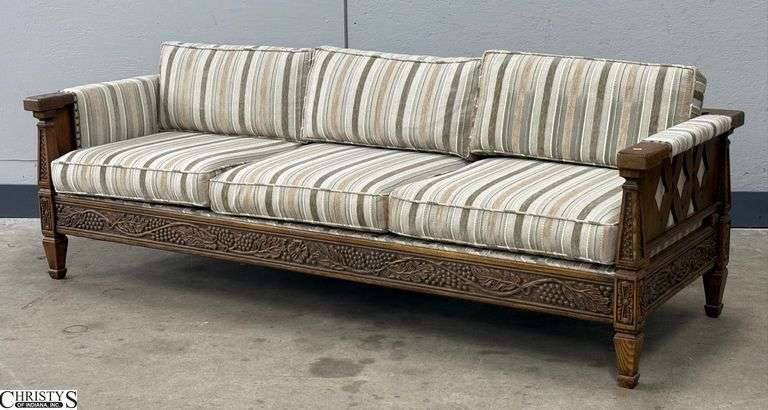 Romweber Striped Upholstered Sofa - 87x31x25 - 17" seat image