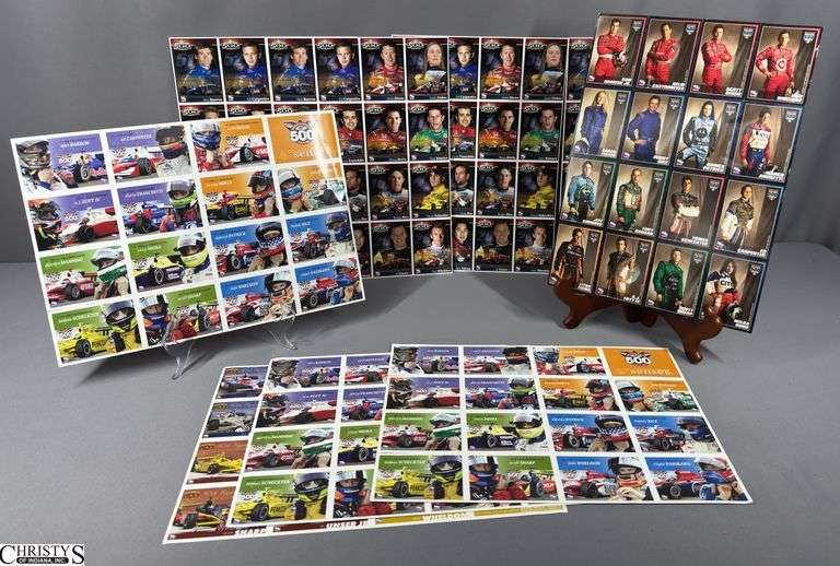 9 Uncut Sheets of Indianapolis 500 Trading Cards image