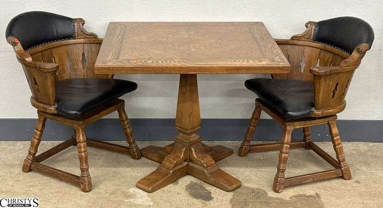 Romweber Table and 2 Swivel Chairs - Table Measures 36x36x30 image